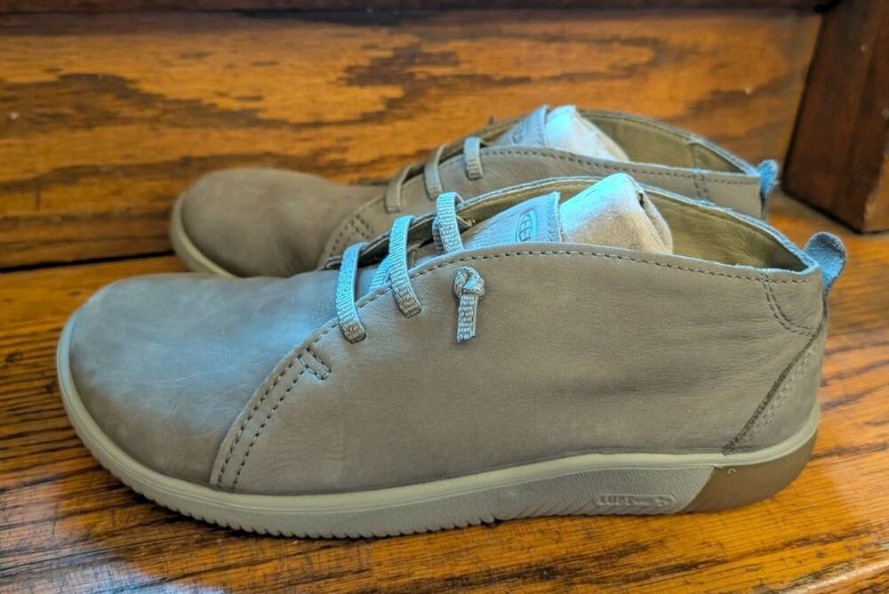 KEEN KNX Leather Chukka Boot No-tie Brindle/ Plaza Taupe Tan Men's Shoe Sz 9